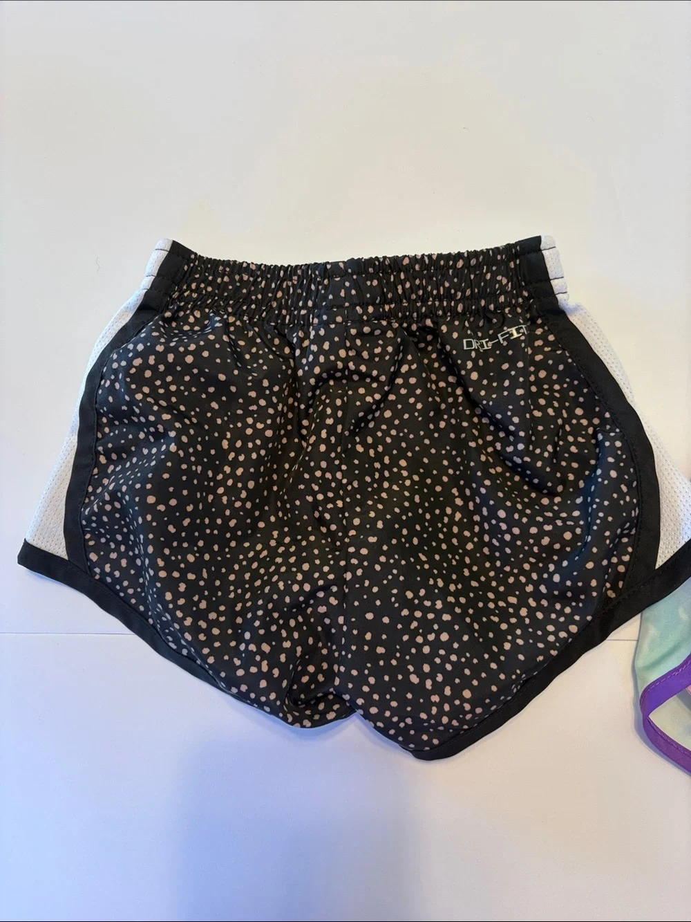 Nike Black Dot Athletic Shorts + Pastel Tie-Dye Purple-Trim Shorts - 2 Pack